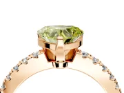 Solitaire Engagement Ring Setting for Fancy Yellow Heart-Shaped Center with Single Row Accent Band and Prong Head in Rose Gold