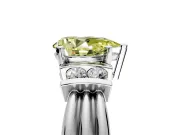 Solitaire Engagement Ring Setting for Fancy Yellow Pear-Shaped Center with Grooved Bar Accent Band and Prong Head in Platinum