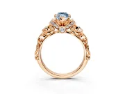 Solitaire Engagement Ring Setting for Fancy Blue Marquise Center with Filigree Band and Prong Head in Rose Gold