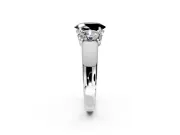 3 Stone Engagement Ring Setting for Fancy Black Oval Center with Raised Basket Heads and Prong Head in Platinum