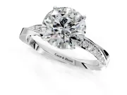 Side Accent Engagement Ring Setting for Round Cut Center with Accent Shoulders and Prong Head in Sterling Silver