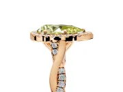 Halo Engagement Ring Setting for Fancy Yellow Pear-Shaped Center with Twist Band and Prong Head in Rose Gold