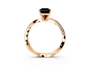 Side Accent Engagement Ring Setting for Fancy Black Radiant Cut Center with Accent Shoulders and Prong Head in Rose Gold