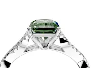 Solitaire Engagement Ring Setting for Fancy Green Radiant Cut Center with Twisted Pave Split Shank and Prong Head in Platinum
