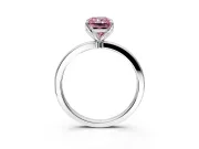 Solitaire Engagement Ring Setting for Fancy Pink Radiant Cut Center with Thin Rounded Plain Band and Prong Head in White Gold
