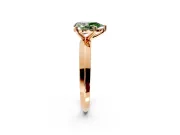 Solitaire Engagement Ring Setting for Fancy Green Pear-Shaped Center with Wide Knife Ridge Band and Prong Head in Rose Gold