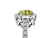 Accent Halo Engagement Ring Setting for Fancy Yellow Round Cut Center with Full-Length Pave Band and Prong Head in Platinum
