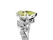 Solitaire Engagement Ring Setting for Fancy Yellow Pear-Shaped Center with Marquise Accent Twist Band and Prong Head in Platinum