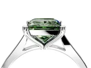 Solitaire Engagement Ring Setting for Fancy Green Princess Cut Center with Tapered Shoulders and Prong Head in Platinum