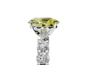 Shared-Prong Engagement Ring Setting for Fancy Yellow Oval Center with Graduated Accents and Prong Head in White Gold