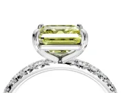 Solitaire Engagement Ring Setting for Fancy Yellow Asscher Cut Center with Shared-Prong Accents and Prong Head in Platinum