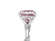 Solitaire Engagement Ring Setting for Fancy Pink Princess Cut Center with Bezel Station Band and Prong Head in Platinum