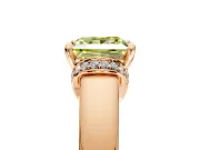 Solitaire Engagement Ring Setting for Fancy Yellow Princess Cut Center with Wide Band, Pave Collar and Prong Head in Rose Gold