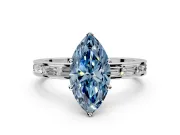 Solitaire Engagement Ring Setting for Fancy Blue Marquise Center with Channel Baguette Band and Prong Head in Platinum