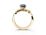 Solitaire Engagement Ring Setting for Fancy Blue Radiant Cut Center with Marquise Accent Twist Band and Prong Head in Yellow Gold