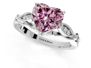 Solitaire Engagement Ring Setting for Fancy Pink Heart-Shaped Center with Marquise and Bezel Accents and Prong Head in White Gold