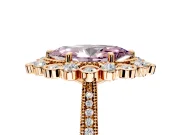 Milgrain Halo Engagement Ring Setting for Fancy Pink Marquise Center with Bezel Point Accents and Prong Head in Rose Gold