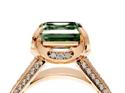 Solitaire Engagement Ring Setting for Fancy Green Asscher Cut Center with Accented Split Shank and Prong Head in Rose Gold