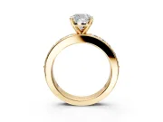 Solitaire Engagement Ring Setting for Cushion Cut Center with Channel-Set Accents and Prong Head in Yellow Gold