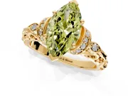 Solitaire Engagement Ring Setting for Fancy Yellow Marquise Center with Filigree Band and Prong Head in Yellow Gold
