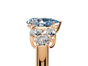 Cluster Engagement Ring Setting for Fancy Blue Pear-Shaped Center with Round Cut Accent Frame and Prong Head in Rose Gold
