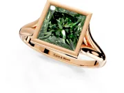 Solitaire Engagement Ring Setting for Fancy Green Princess Cut Center with V Split Shank and Bezel Head in Rose Gold
