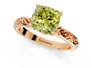 Solitaire Engagement Ring Setting for Fancy Yellow Cushion Cut Center with Scrollwork Band and Prong Head in Rose Gold