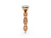 Solitaire Engagement Ring Setting for Fancy Green Princess Cut Center with Marquise Panel Band and Prong Head in Rose Gold