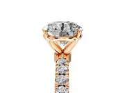 Open Basket Engagement Ring Setting for Round Cut Center with Pave Band and Prong Head in Rose Gold