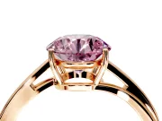 Solitaire Engagement Ring Setting for Fancy Pink Round Cut Center with Plain Bypass Twist Band and Prong Head in Rose Gold
