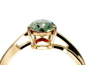 Solitaire Engagement Ring Setting for Fancy Green Pear-Shaped Center with Plain Bypass Twist Band and Prong Head in Yellow Gold
