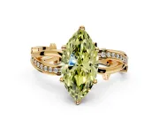 Solitaire Engagement Ring Setting for Fancy Yellow Marquise Center with Pave and Plain Crossover Band and Prong Head in Yellow Gold