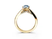 Solitaire Engagement Ring Setting for Fancy Blue Marquise Center with Crossover Accents and Prong Head in Yellow Gold