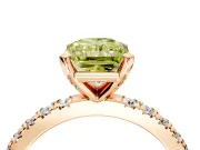 Solitaire Engagement Ring Setting for Fancy Yellow Radiant Cut Center with Fine Pave Band and Claw Prong Head in Rose Gold