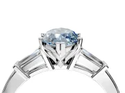3 Stone Engagement Ring Setting for Fancy Blue Marquise Center with Channel Baguette Accents and Prong Head in Platinum