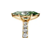 Solitaire Engagement Ring Setting for Fancy Green Marquise Center with Large Accent Band and Prong Head in Yellow Gold
