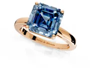Solitaire Engagement Ring Setting for Fancy Blue Asscher Cut Center with Basket Rail and Prong Head in Rose Gold