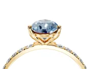 Solitaire Engagement Ring Setting for Fancy Blue Pear-Shaped Center with Fine Pave Accents and Prong Head in Yellow Gold