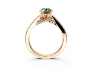 Solitaire Engagement Ring Setting for Fancy Green Oval Center with Crossover Accents and Prong Head in Rose Gold