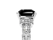Solitaire Engagement Ring Setting for Fancy Black Asscher Cut Center with Filigree Band and Prong Head in Platinum