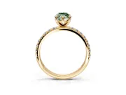 Solitaire Engagement Ring Setting for Fancy Green Marquise Center with Micro Pave Band and Prong Head in Yellow Gold