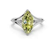 Solitaire Engagement Ring Setting for Fancy Yellow Marquise Center with Milgrain Cathedral Band and Prong Head in Sterling Silver