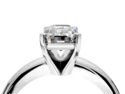 Solitaire Engagement Ring Setting for Emerald Cut Center with Wire Band and Prong Head in Sterling Silver