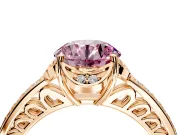Floral Engagement Ring Setting for Fancy Pink Round Cut Center with Four Accent Clusters and Prong Head in Rose Gold