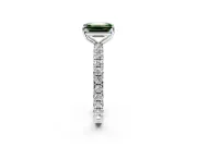 Solitaire Engagement Ring Setting for Fancy Green Emerald Cut Center with Shared-Prong Accents and Prong Head in White Gold