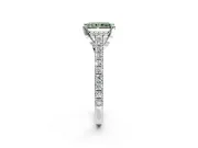 Solitaire Engagement Ring Setting for Fancy Green Radiant Cut Center with Widening Pave Band and Claw Prong Head in White Gold