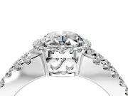 Halo Engagement Ring Setting for Oval Center with Wide-Open Pave Split Shank and Prong Head in Platinum