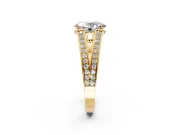Split Shank Engagement Ring Setting for Oval Center with Pave Split Shank and Prong Head in Yellow Gold