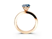 Solitaire Engagement Ring Setting for Fancy Blue Heart-Shaped Center with Channel Baguette Band and Prong Head in Rose Gold