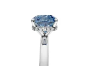 Hidden Halo Engagement Ring Setting for Fancy Blue Cushion Cut Center with Plain Band and Tall Prong Head in Platinum
